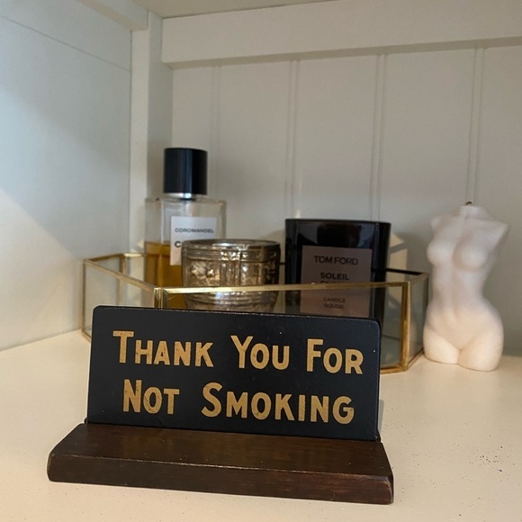 𝅺thank you for not smoking vintage wooden desk sign - Picture 3 of 5